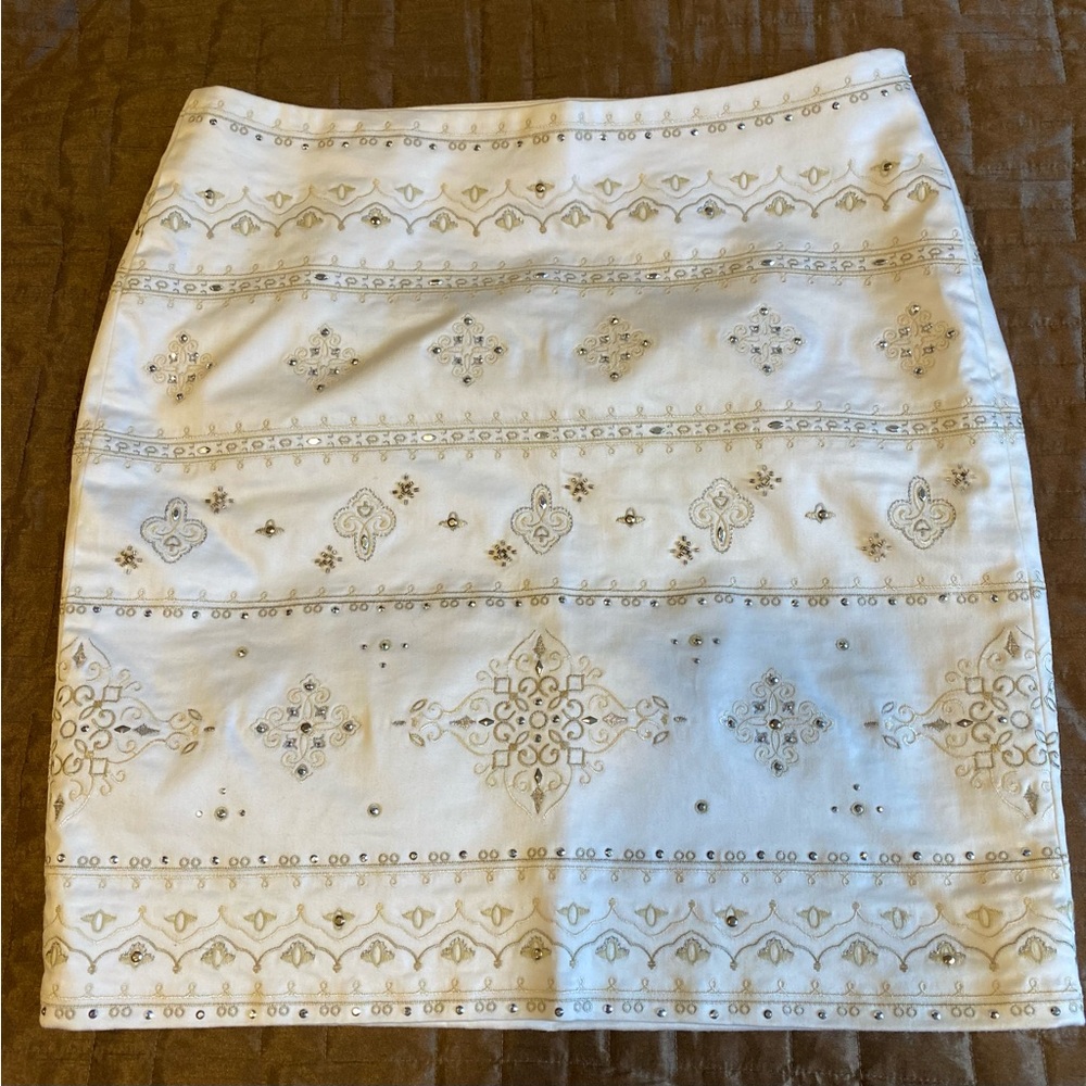 WHBM embroidered skirt with embellishments.